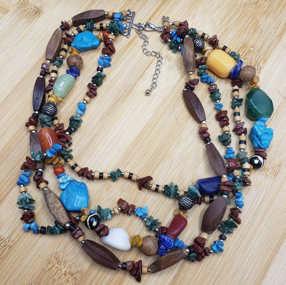 Turquoise & Wood w/ Genuine Stones - Bohemian Native Cowgirl Ranch Western